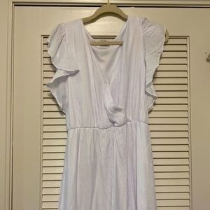 White flutter sleeve midi dress